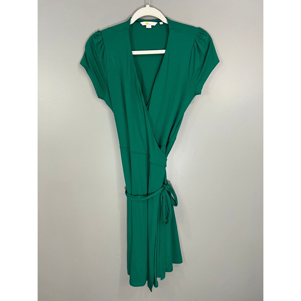 Boden Wrap Dress Womens 8P Green Great Short Sleeve V-Neck Jersey J0183